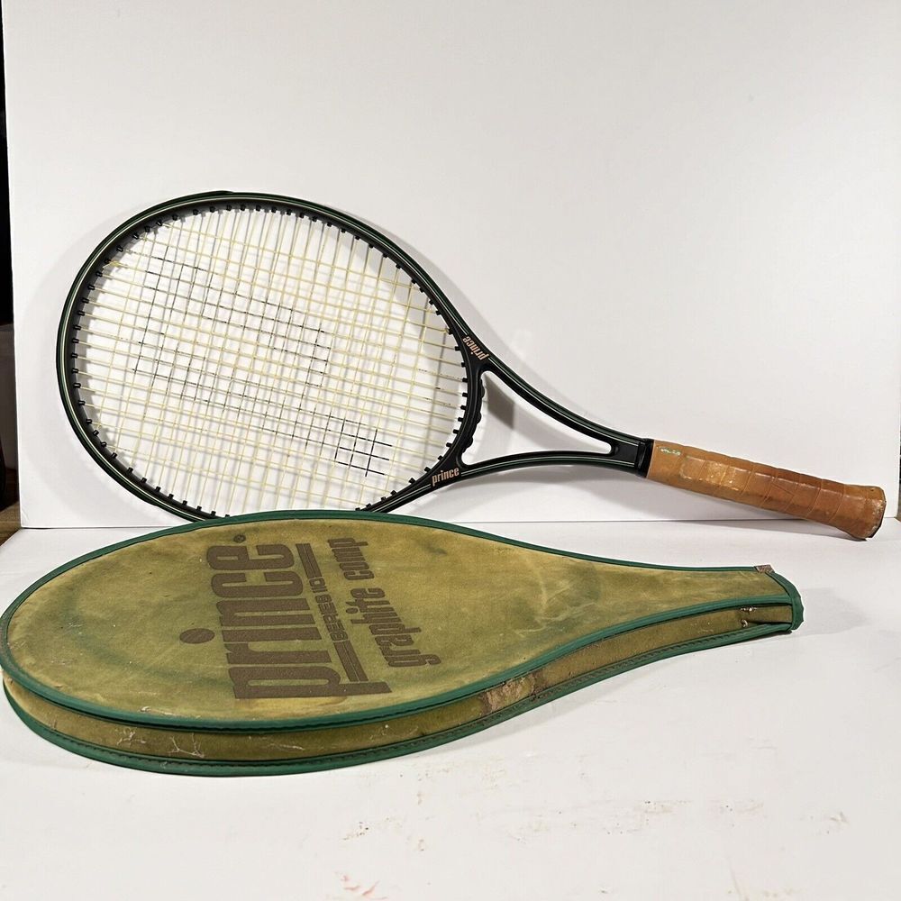 Prince Graphite Series 110 One Stripe Tennis Racquet Grip 4 1/2" Org Grip String - Picture 2 of 16